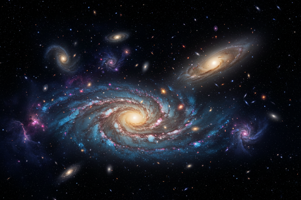 hazme una imagen de galaxias en el espacio